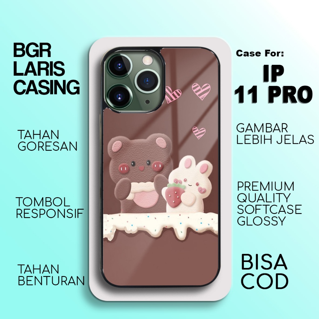 Case IP 11 Pro Terbaru - IP 11 Pro Motif Beruang cute - Hardcase Premium Glossy - Softcase Hp IP - C