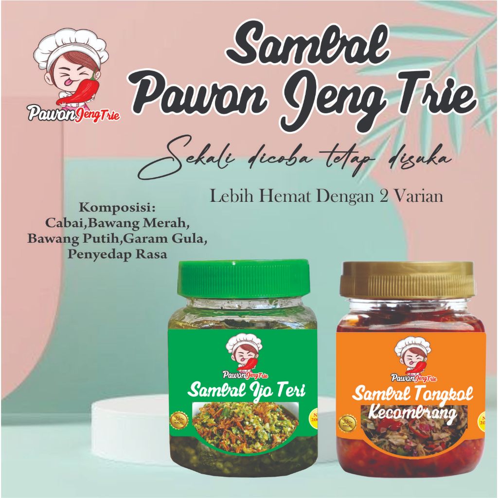 

Paket hemat 2 botol, Sambel Teri Ijo Sambal Cumi Tongkol Kecombrang