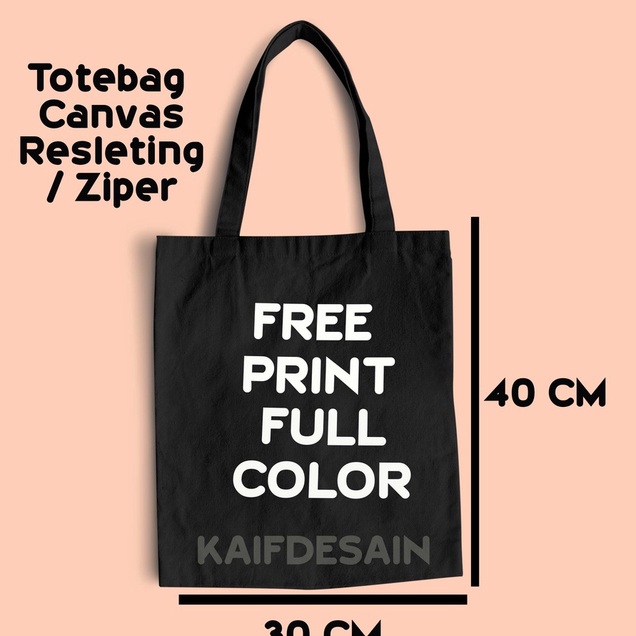Terlaku Tote bag Hitam drill Kanvas Tebal custom