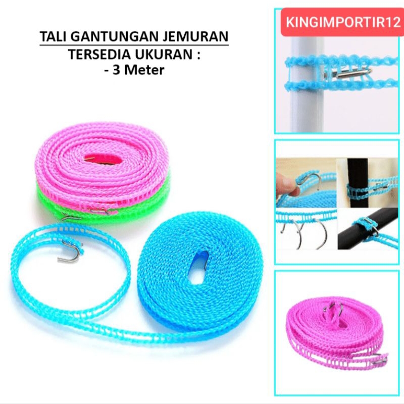 TALI JEMURAN KAIT / TALI JEMURAN BAJU / TALI JEMURAN KASTOK BAJU (KINGIMPORTIR12)