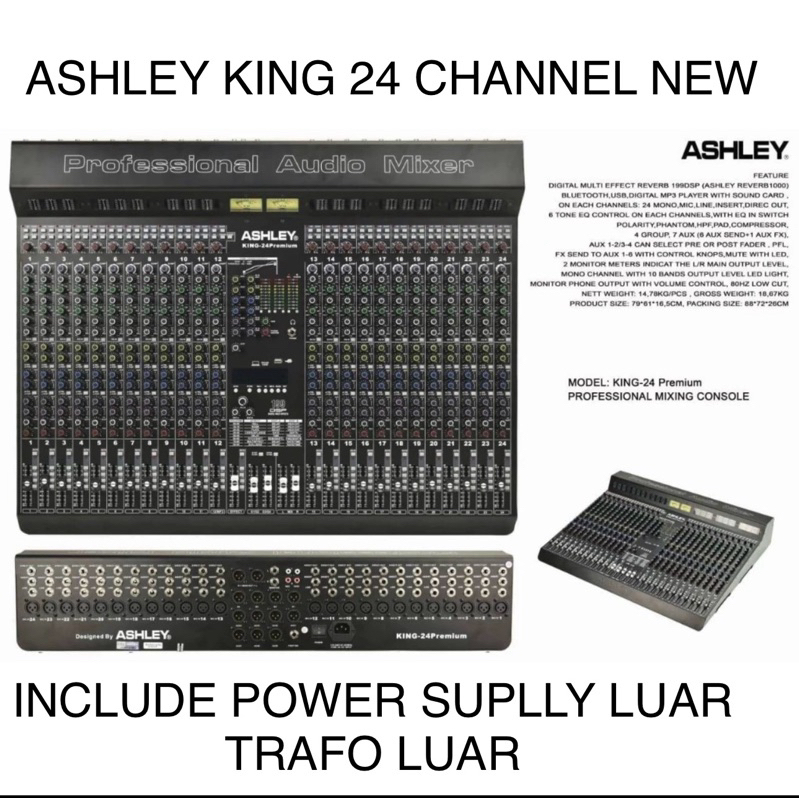 MIXER ASHLEY KING Premium 24 CHANNEL Baru Trafo luar / Mixer Ashley King Premium 24 channel PSU LUAR