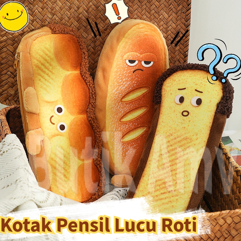 

KODE I7M9 CODPencil Case Kain Kotak Lucu Karakter Roti French ToastHamburger Cute Pensil Sekolah Aesthetic Korea