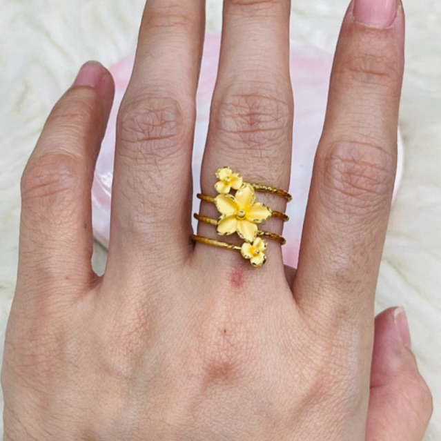 Cincin bunga lilit cantik uk 12-14 emas asli kadar 875