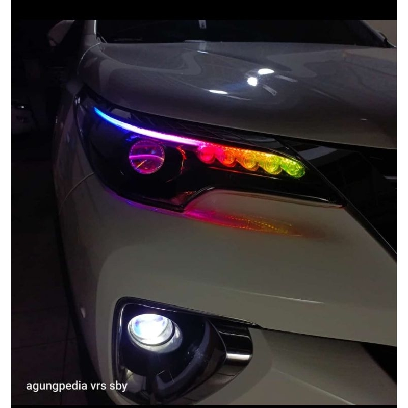 Paketan Headlamp Fortuner VRZ 2018 Custom BILED dan Alis RGB Matrix
