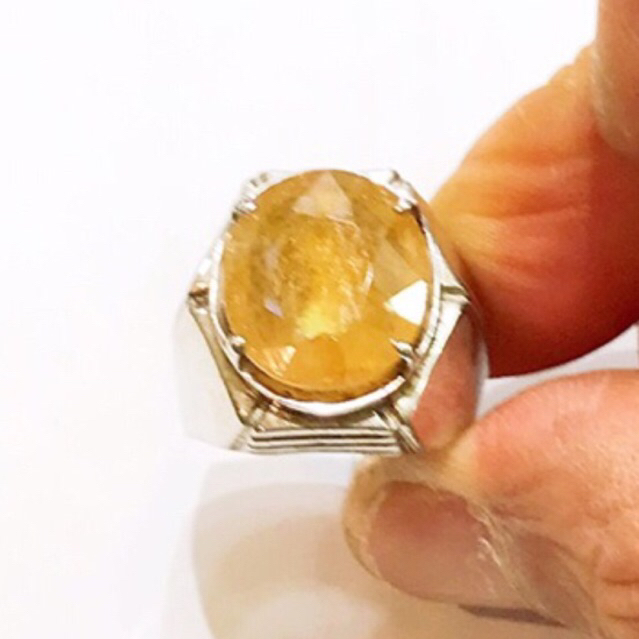 CINCIN LAKI Batu Safir Kuning Asli Natural