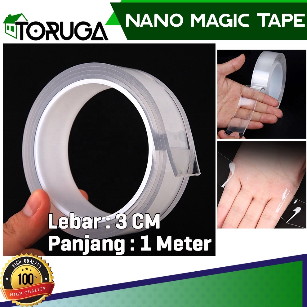 

SERENTAK Nano Magic Tape Grip 3MM x 5M1MM Double Tape Selotip Isolasi untuk tempel barang Lakban Bening Transparant