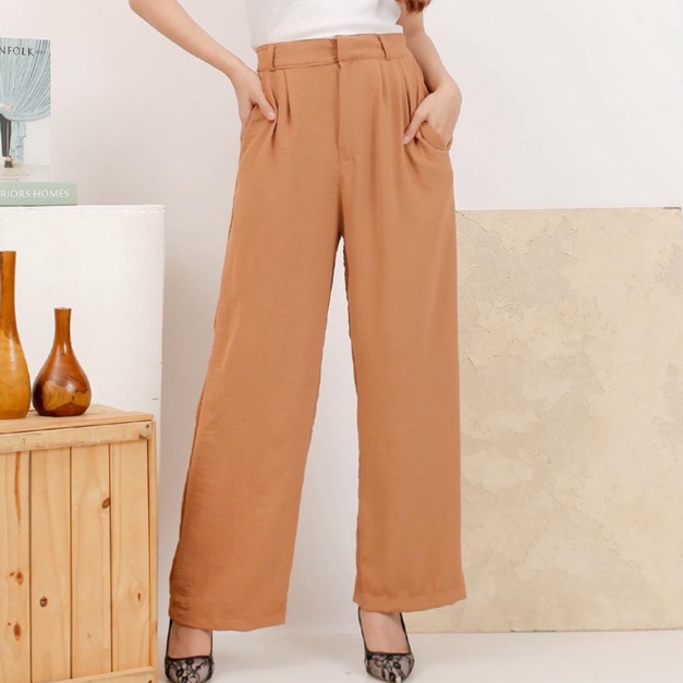 SERENTAK Yunji Celana Kulot Airflow Crincle Basic Pocket