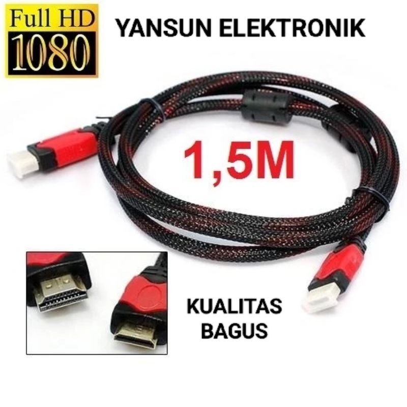 KABEL HDMI JARING 1.5 METER KUALITAS PREMIUM, CABLE HDMI / HDMI 1.5METER