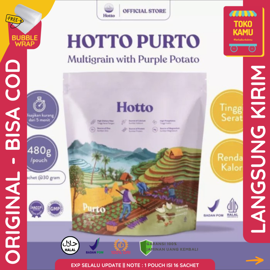 

ORI Hotto Purto Pouch Multigrain with Purple Potato (isi 16 Sachet) 480 Gram BPOM HALAL OAT Makanan Tinggi Serat