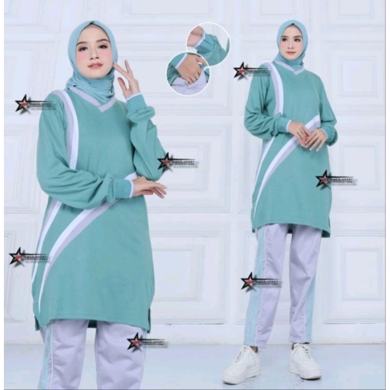 Baju olahraga senam wanita muslimah | baju olahraga tunik| baju olahraga kaos
