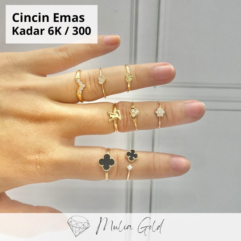 Cincin Emas Kadar 6K / 300 ASLI 100% Elegan dan Mewah, Toko mas mulia bekasi