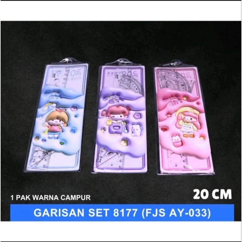 

Penggaris/ Garisan 1Set lsi 4 (4in1)/ PenggarisPlastik Set fancy Isi 4 Model Panjang 20Cm
