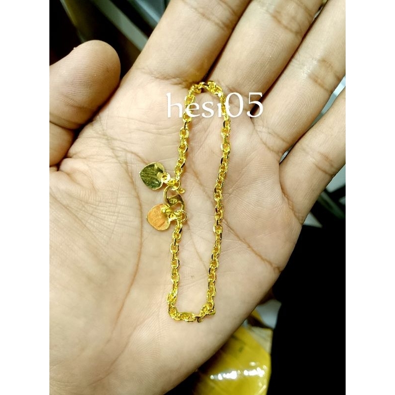 Gelang medan 1 suku lapis emas 24k dan warna emas 24k