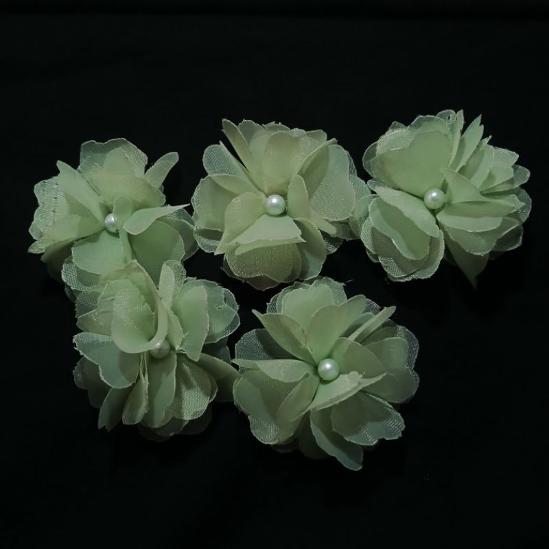 Bunga organza 3d | Bunga baju kebayak | Aksesoris bunga baju warna hijau muda