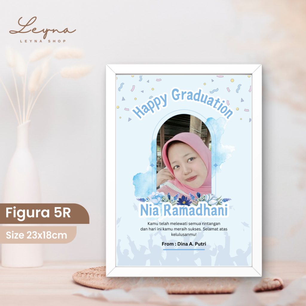 Kado Wisuda Frame 2D Foto Estetik Frame 5R/6R Custom Hadiah Wisuda Wedding Birthday Anniversary Baby