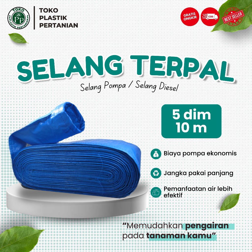 Selang Terpal Plastik 5 Dim 25 Cm Panjang 10 Meter