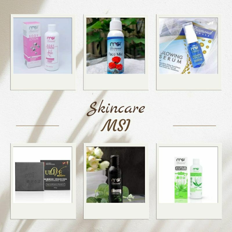 paket skincare MSI original (Body Lotion,Face Mist,Glowing Serum,Sabun Bamboo,Facial Wash,Aloe Vera)
