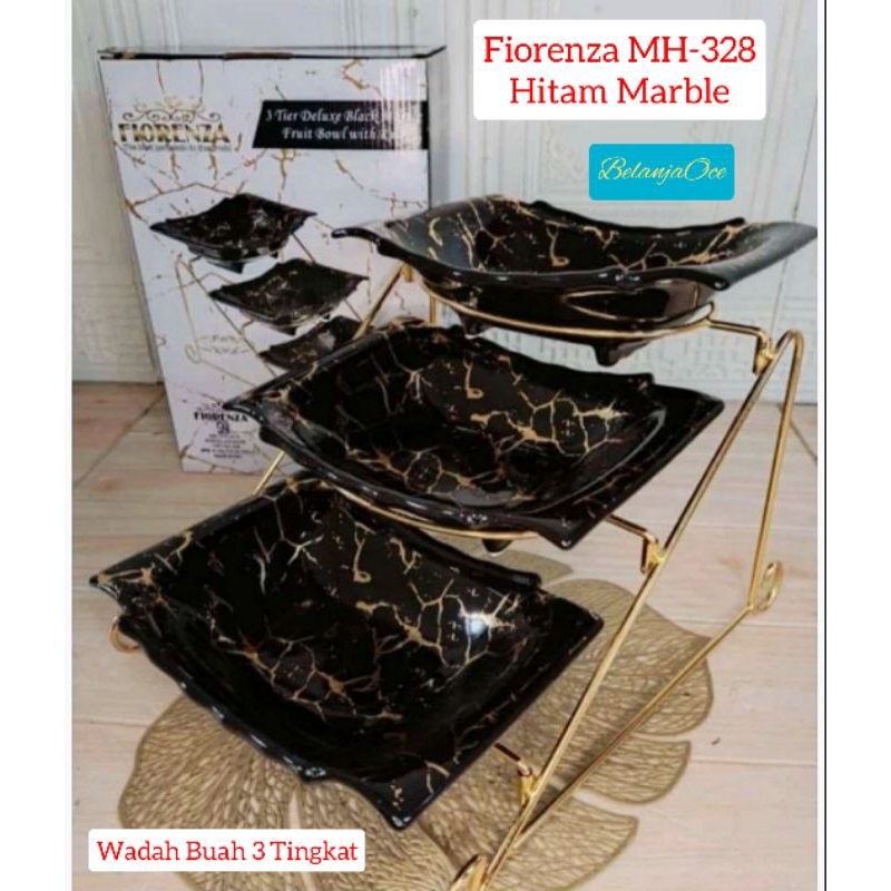 Tempat Buah Bertingkat / Rak Buah 3 Susun Keramik Marble FIORENZA