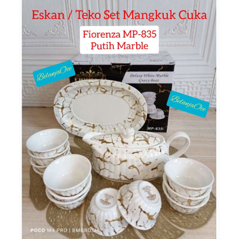 Eskan Perahu Cuka Keramik Set Mangkuk Fiorenza / Teko Wadah Cuka