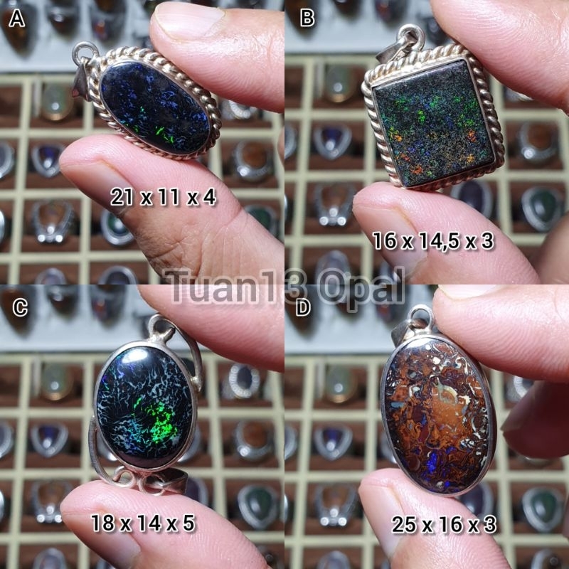 Liontin perak Batu bolder Opal kalimaya Australia