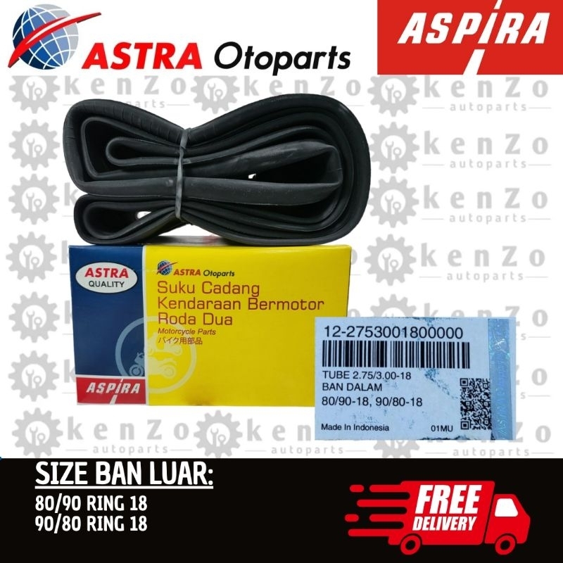 [Produk Astra Otoparts] Ban Dalam Aspira 275/300 Ring 18 Ukuran Ban Luar 80/90 -18 90/80-18