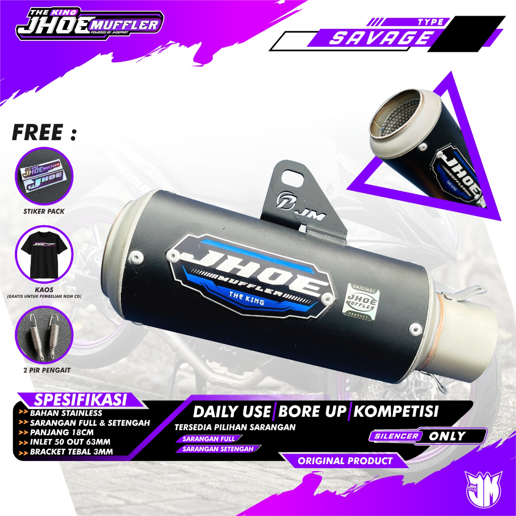 Silencer knalpot racing Type Savage Original Jhoemufflller