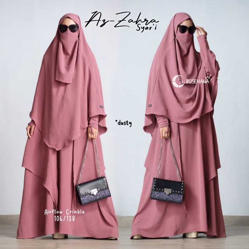 Gamis Az zahra syari rosehana / rosehana hijab original / syari polos / gamis syari