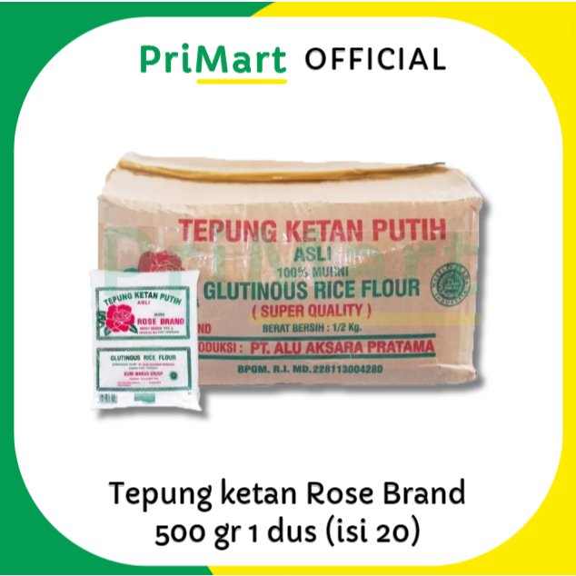 

RB Tepung Beras / Tepung Ketan Rose Brand 500 gram x 20 bungkus per dus karton