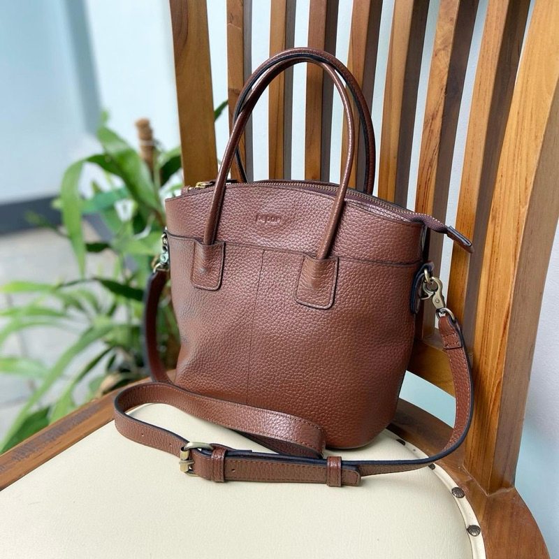 Pepari Leather Mini Satchel Tuton Caramel Bag (Tas Kulit Sapi)