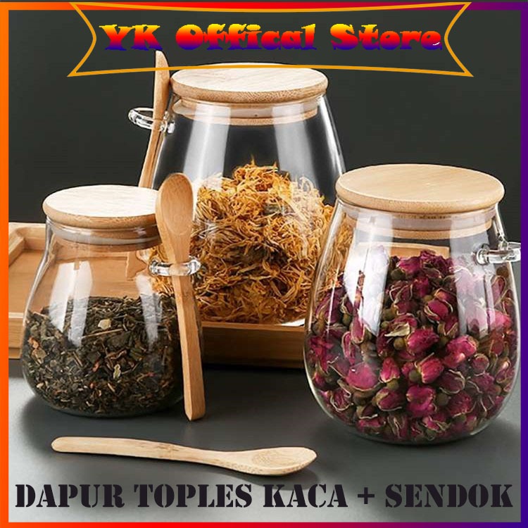 Toples Gula Kopi Toples Aesthetic Dapur Toples Kaca + Sendok