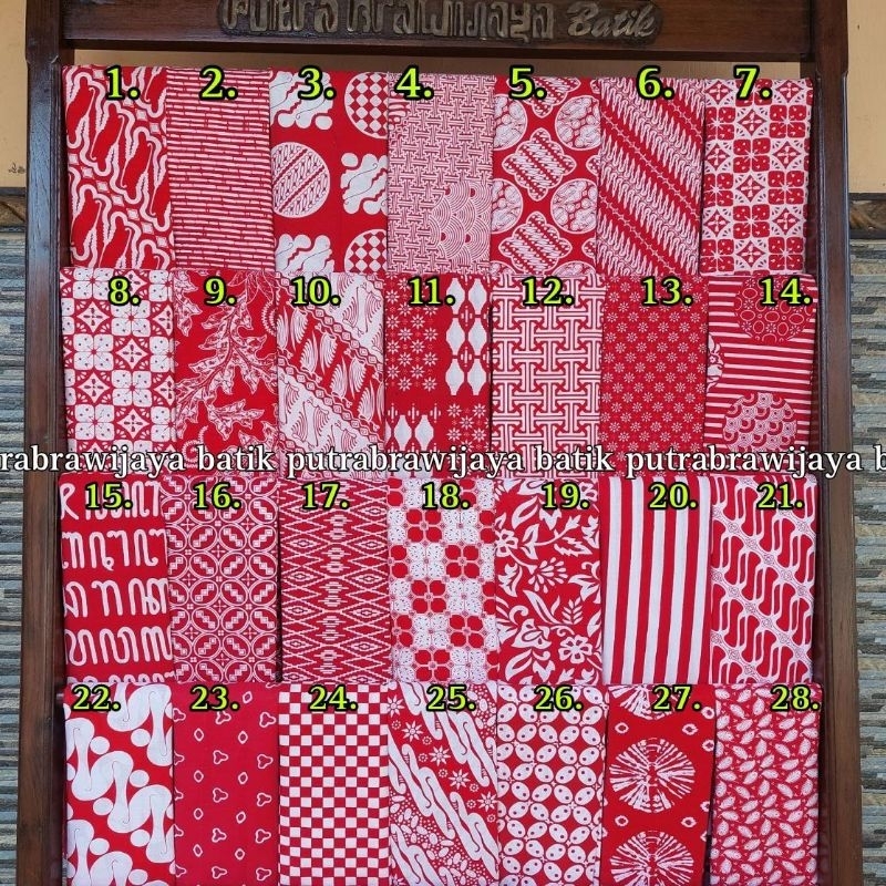 Kain Batik printing merah putih bahan katun Prima seragam bridesmaid tradisional Kamen batik fashion