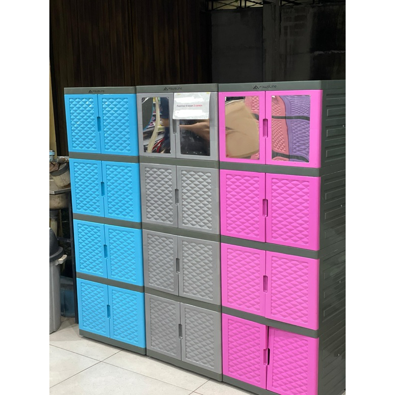 LEMARI PAKIAN PLASTIK - 2 PINTU 4 SUSUN - LEMARI FAWSLINE