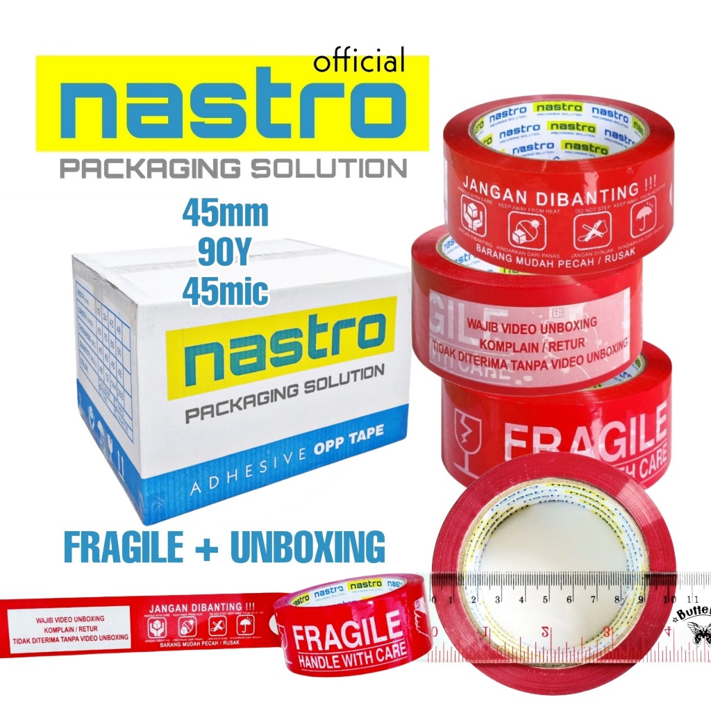 

LAKBAN FRAGILE UNBOXING NASTRO 45mm x 90y x 45micron PER KARTON - OPP TAPE