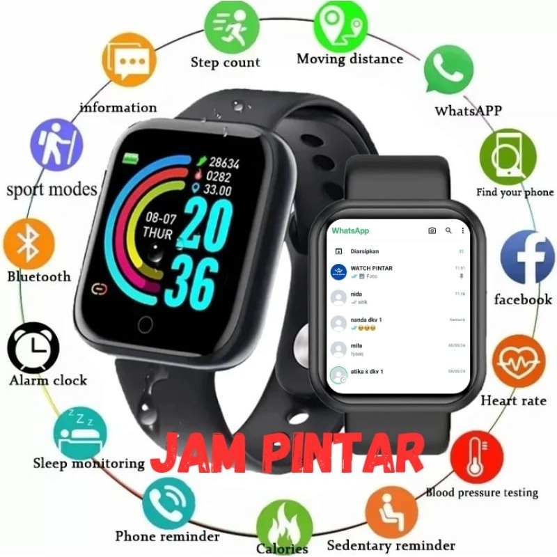 SMARTWATCH ANDROID 4g IP67 Y68 JAM TANGAN PINTAR ANTI AIR PRIA Wanita WHATSAPP