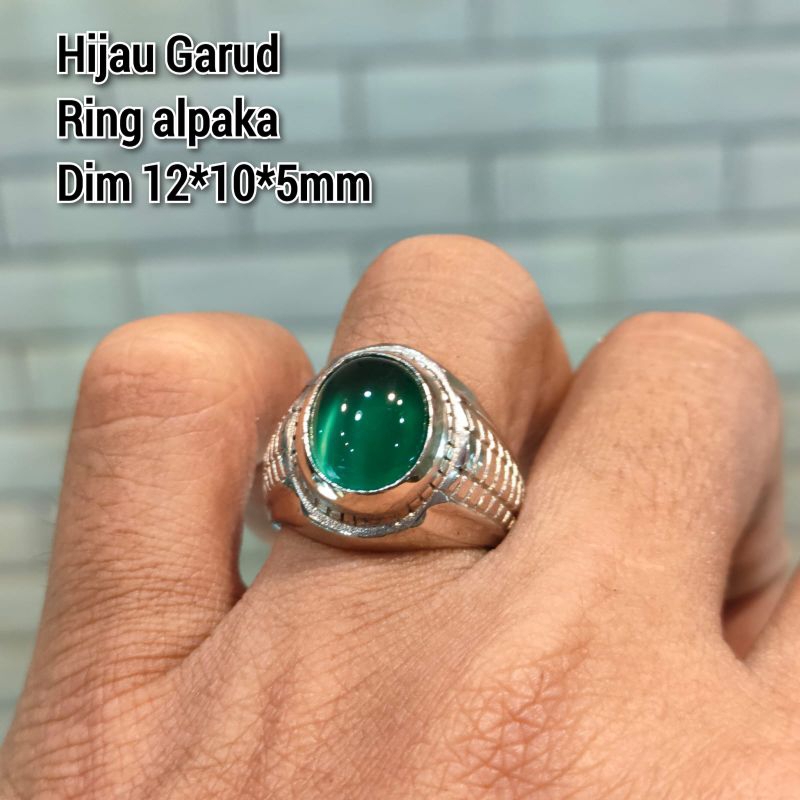 CINCIN BATU HIJAU GARUD KECIL RING ALPAKA