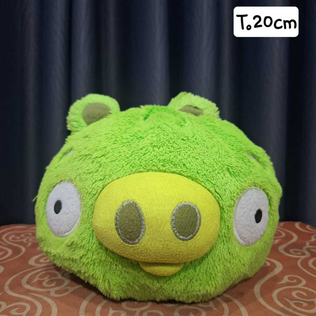 Boneka Angry Birds B2 Pig Hijau Bulu Sedang Cantik Lucu