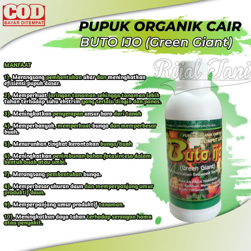 [[PUPUK ORGANIK CAIR PLUS RUMPUT LAUT]] BUTO IJO (Green Giant) 500ml
