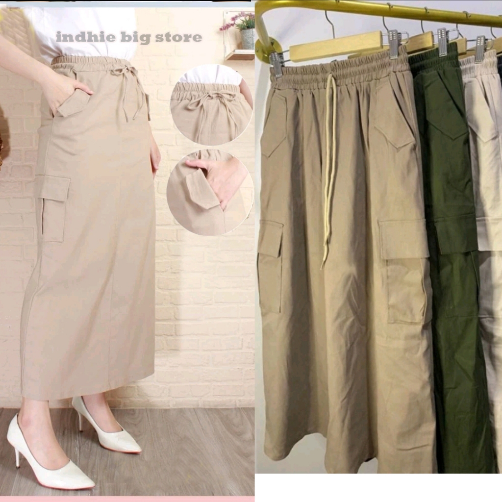 Rok Cargo Wanita / Rok Cargo Wanita Panjang / Rok Cargo Panjang  / Rok Cargo Korean Style / Skirt Ca