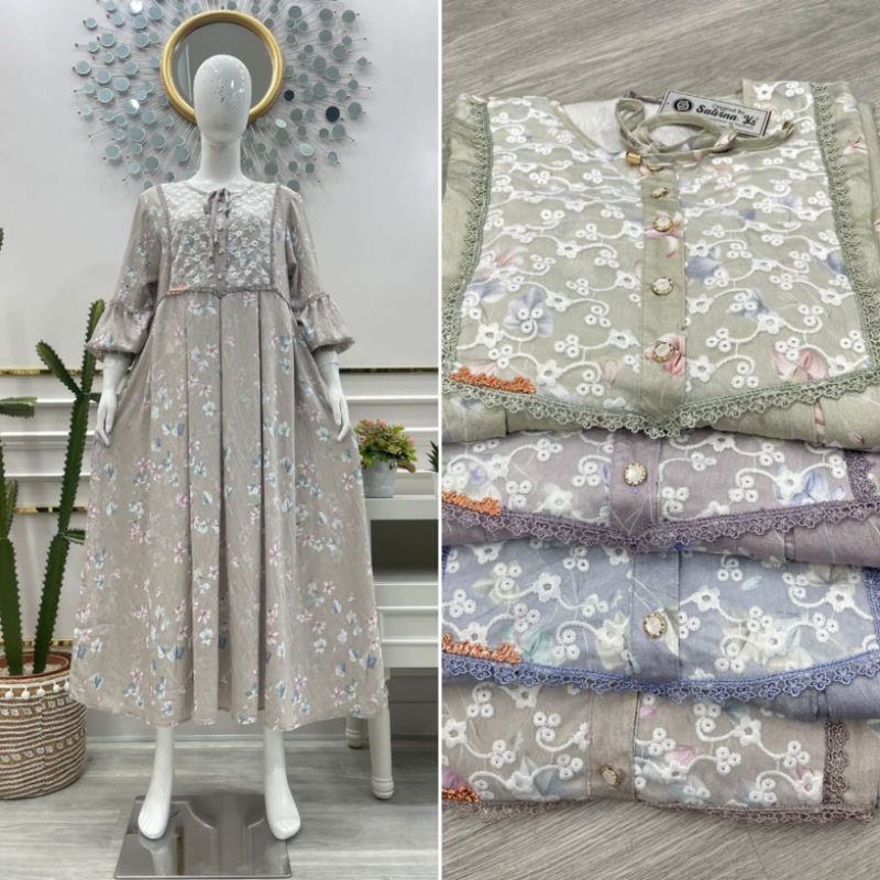 Dress armany motif bunga / midi dress salvina ys original