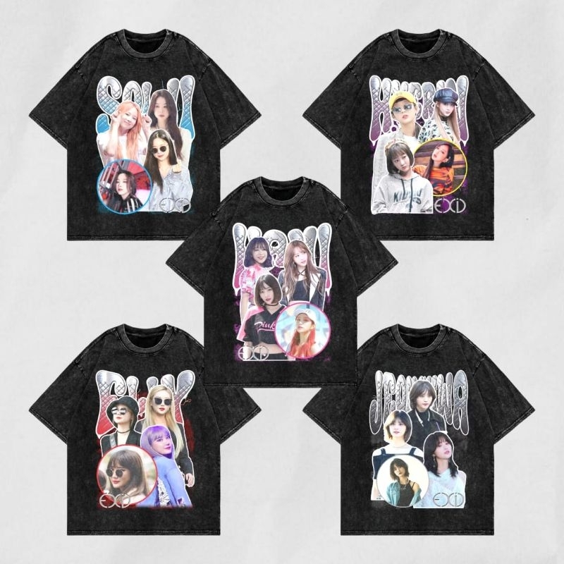 KAOS OVERSIZE EXID - HITAM WASHED - KAOS EXID - TSHIRT EXID - KAOS BAHAN KATUN