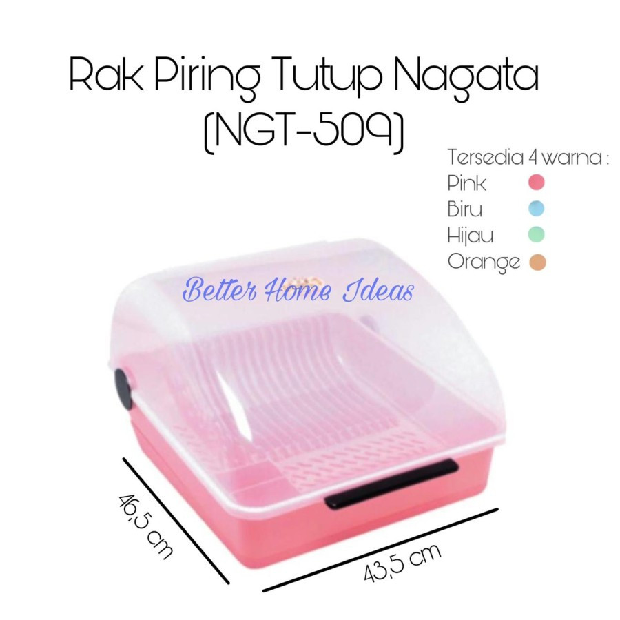 Rak Piring Nagata 509 dengan Tutup dan Tatakan Air Wash Dish Drainer Tempat Cuci Piring Gelas Bersih