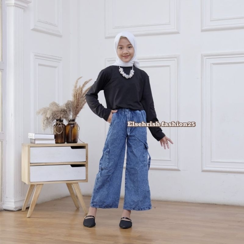KULOT CARGO JEANS ANAK//KULOT JEANS WANITA//KULOT JEANS TANGGUNG//BAGGYPANTS JEANS//CELANA WANITA