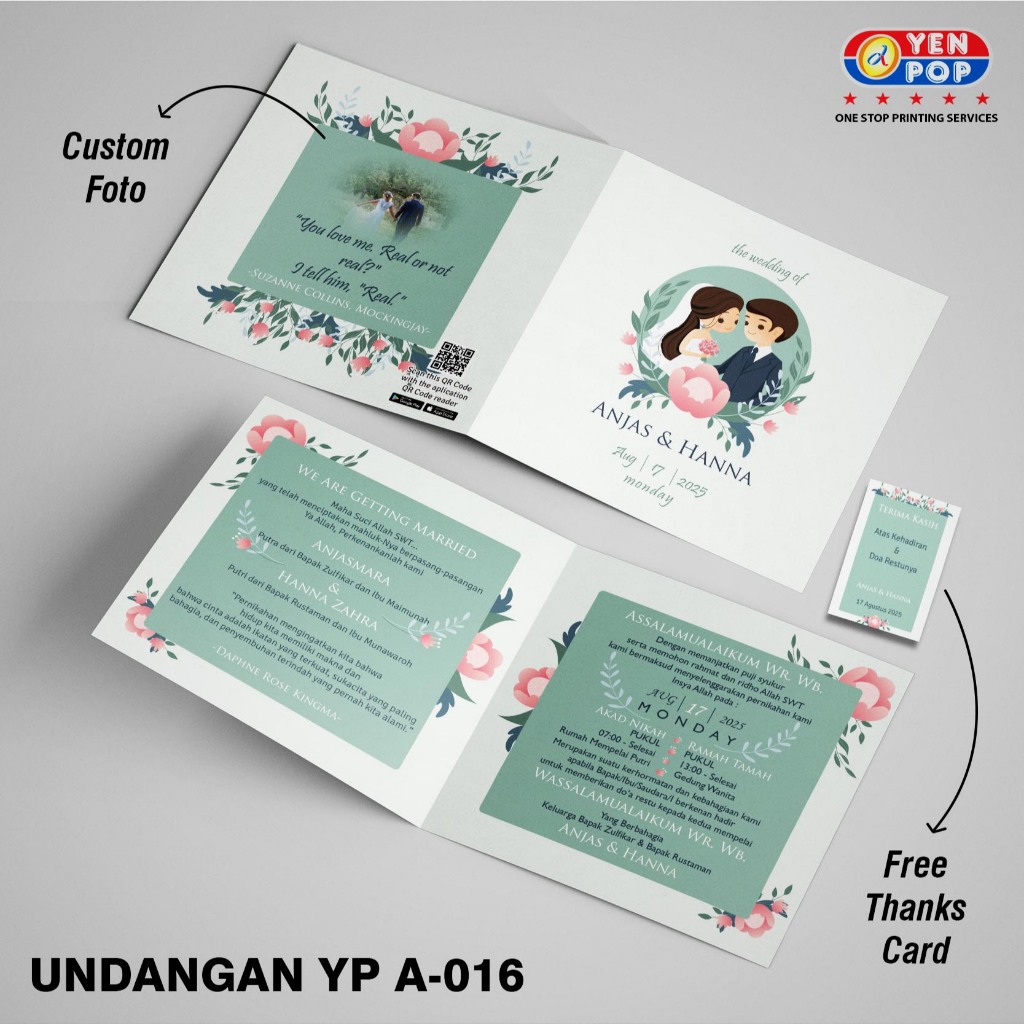 UNDANGAN PERNIKAHAN,WEDDING CUSTOM ART CARTON/ FANCY PAPER FULL COLOR BEBAS DESAIN, FOTO, TULISAN