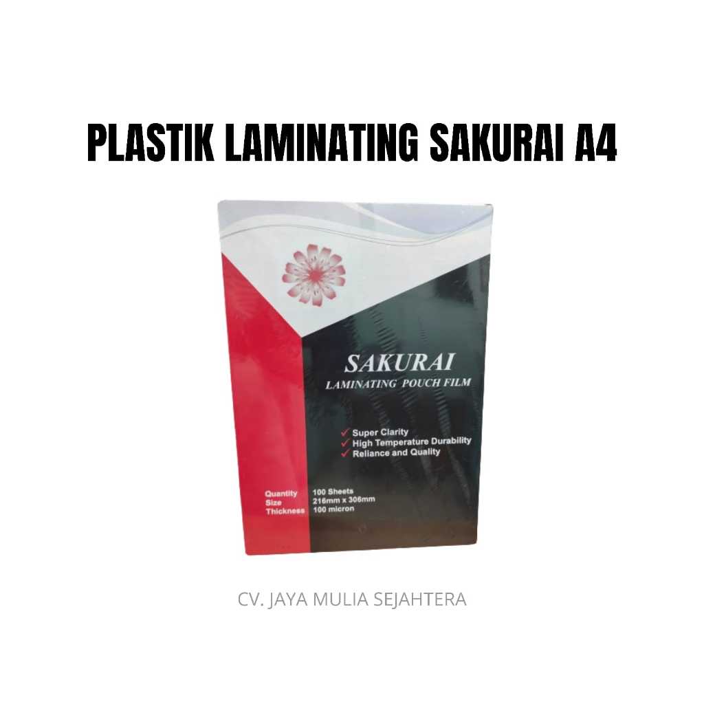

Plastik Laminating Merk Sakurai Ukuran A4 isi 100 lembar