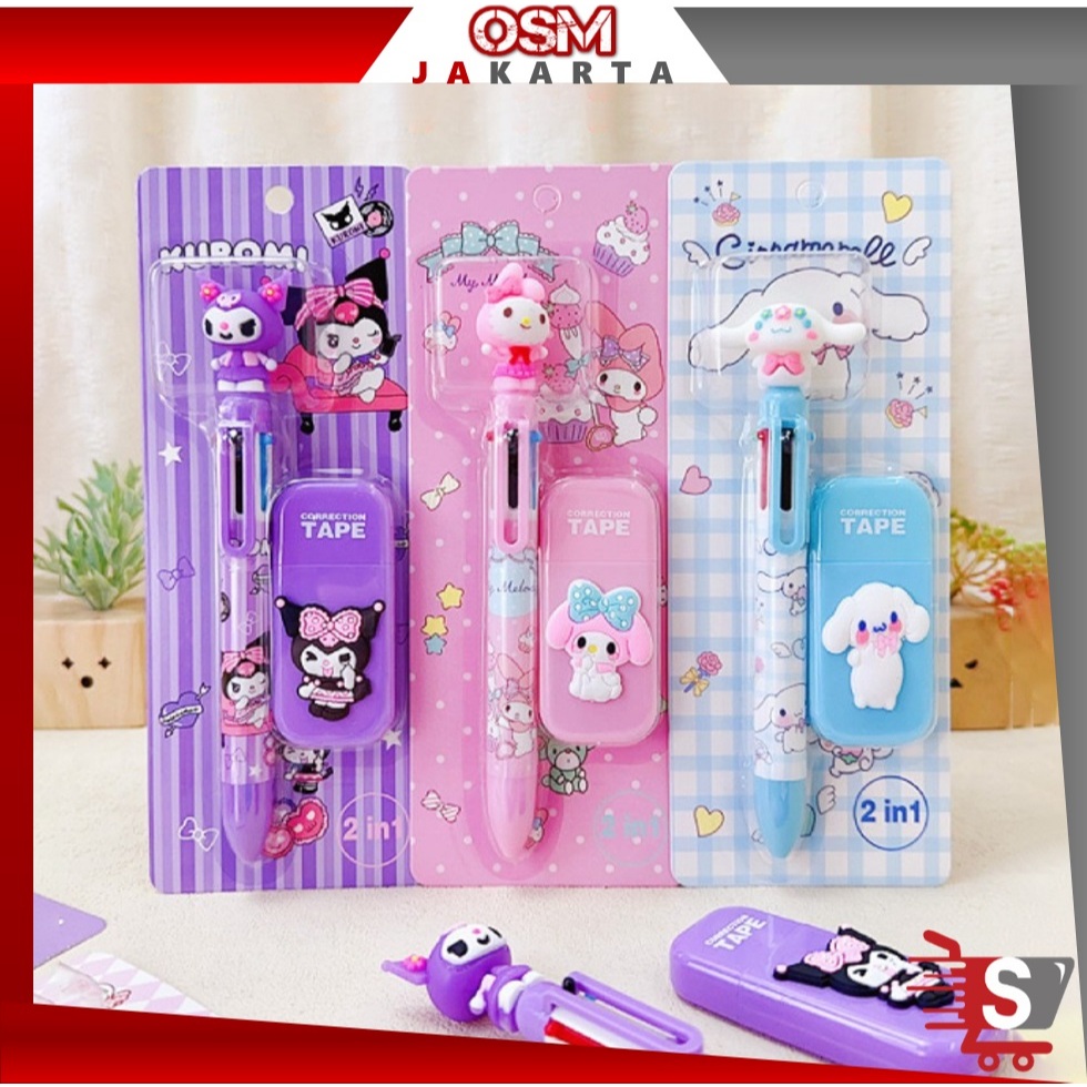 

OSM JKT S6341 Set Alat Tulis 2 in 1 / Set Pulpen 6 Warna dan Korektor / Set Pena dan Korektor 2 in 1 / Alat Tulis Pena & Korektor