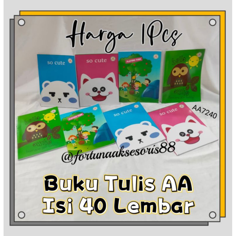 

BUKU TULIS AA 40 LEMBAR / BUKU TULIS FANCY / BUKU TULIS SEKOLAH / BUKU TULIS KARAKTER NOTEBOOK STUDENT STATIONERY / AA7240