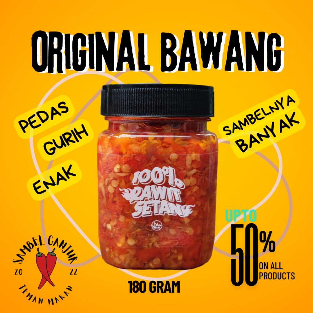 

Sambel Ganjur Bawang Original Sambal Pedas Gurih Enak Praktis Botol Siap Saji makanan food