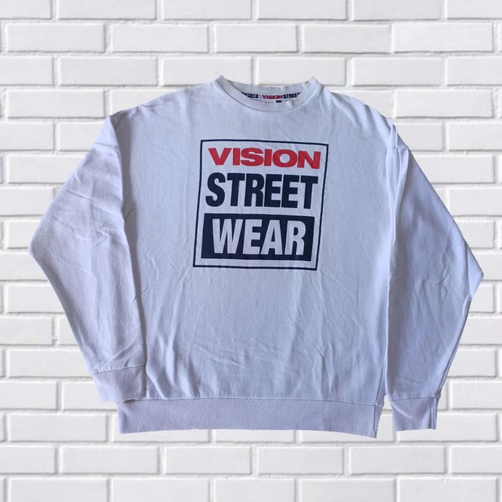 CREWNECK VISION STREET WEAR SIZE MLarge (SECOND BRANDED) PUTIH, CN0101
