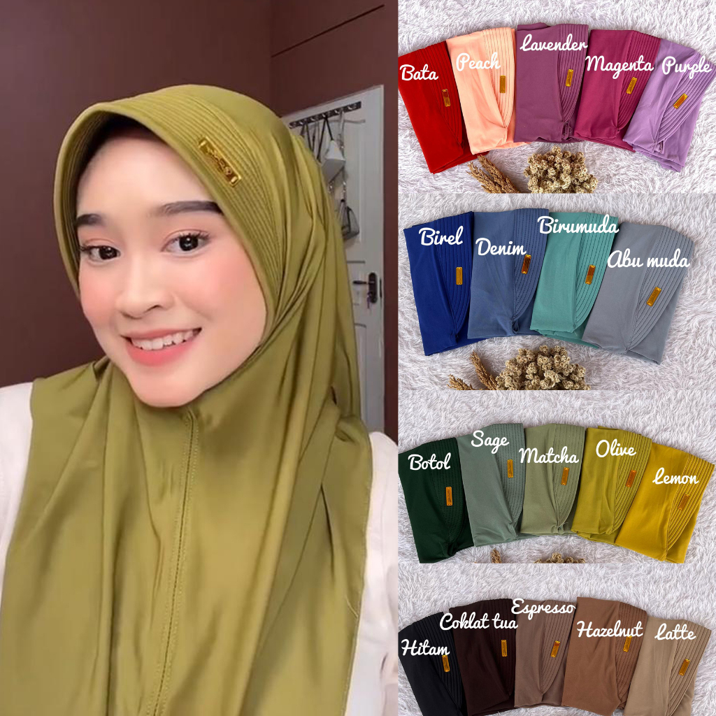 Kerudung Bergo Hamidah Jersey Premium Size M Label Besi Akrilik