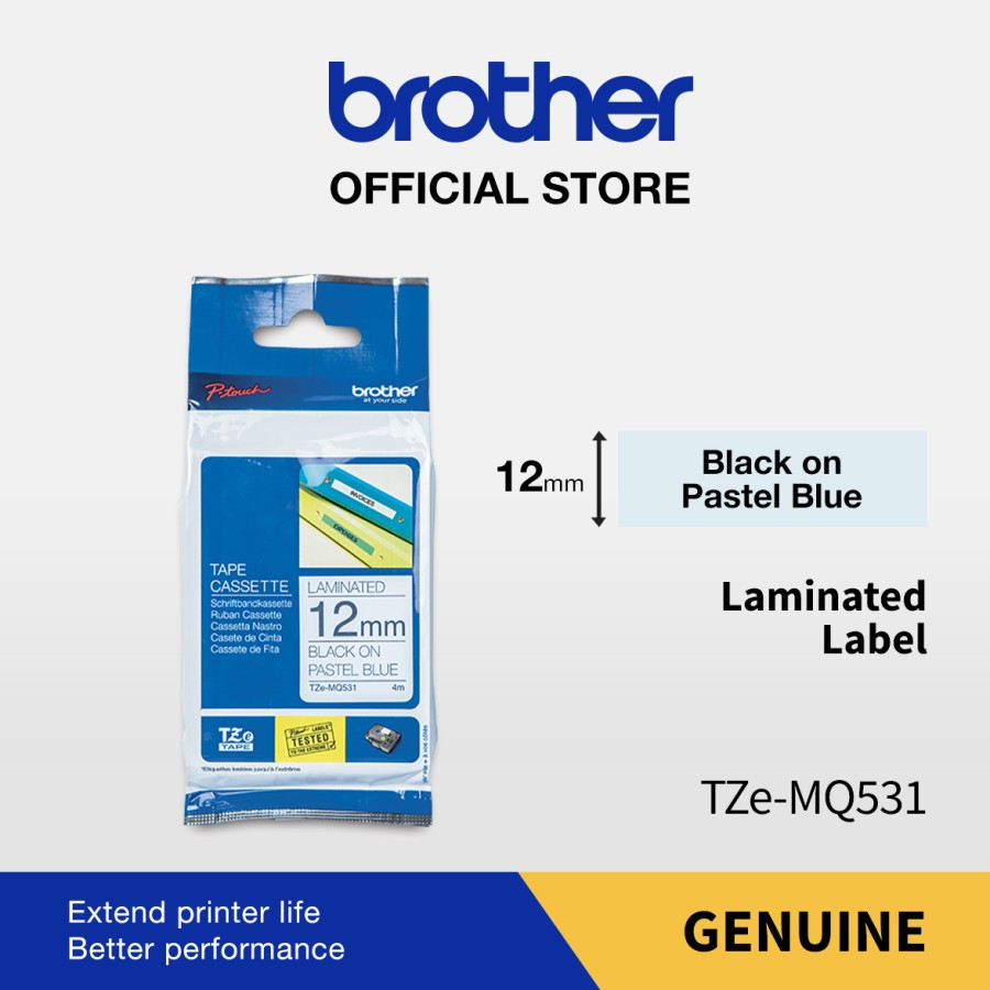 

Brother Label Tapes TZE-MQ531 12mm Black on Pastel Blue